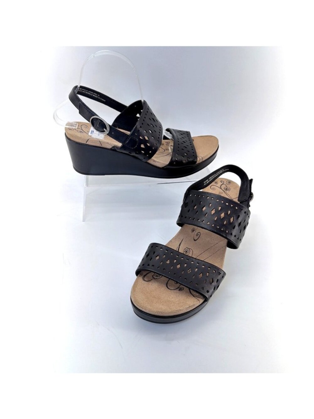 Baretraps Black Low Wedge Heel Sandals Womens Size 10M